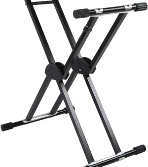 Proel DHKS50 - Supporto stand con doppio telaio rinforzato per tastiera piano digitale di grandi dimensioni, Nero Opaco