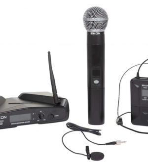 Proel EIKON WM300KIT - Radiomicrofono UHF Wireless Professionale con 1 ricevitore + trasmettitore ad Archetto o Pulce + Microfono palmare, Nero (EIKON WM300KIT)