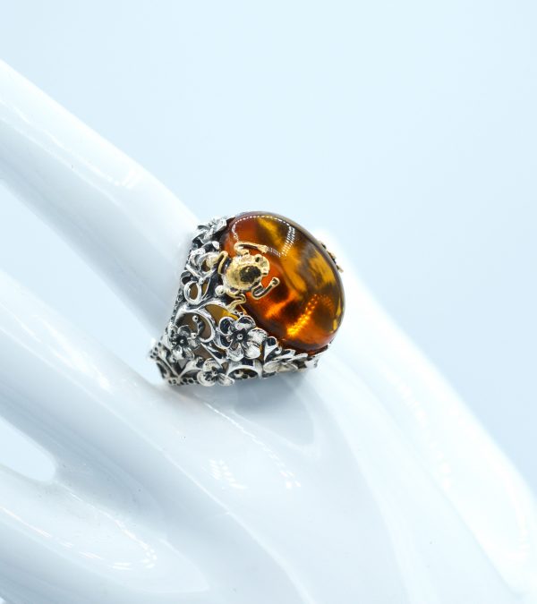 Anello argento quarzo idrotermale giallo "San Martino"