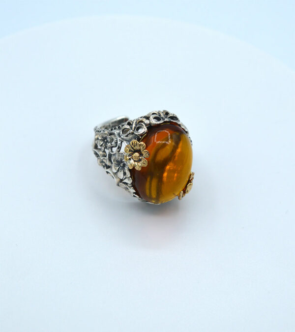 Anello argento quarzo idrotermale giallo "San Martino"