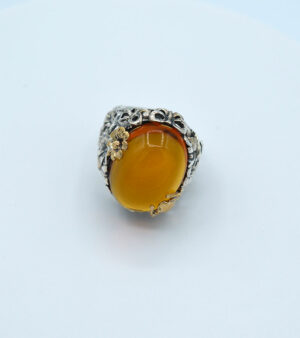 Anello argento quarzo idrotermale giallo "San Martino"