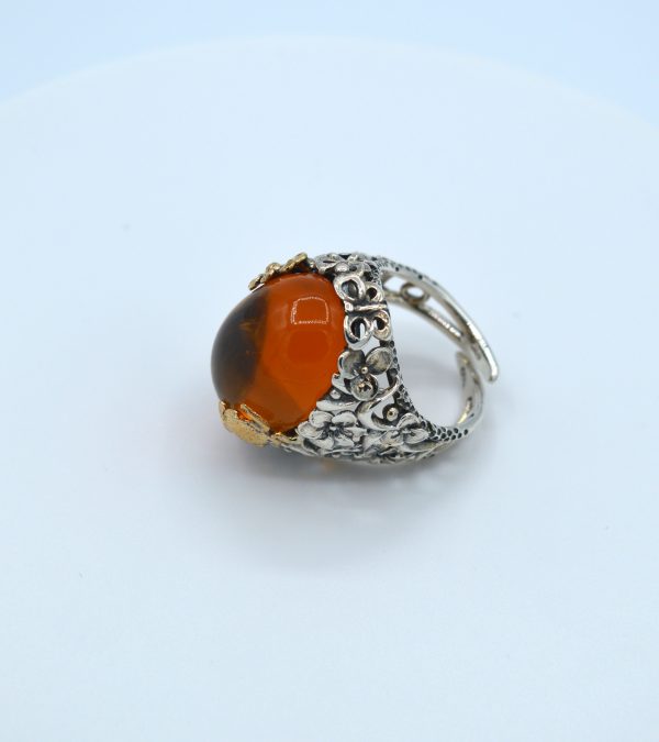 Anello argento quarzo idrotermale giallo "San Martino"