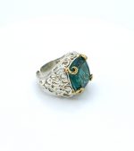 Anello argento quarzo idrotermale verde "Firenze""
