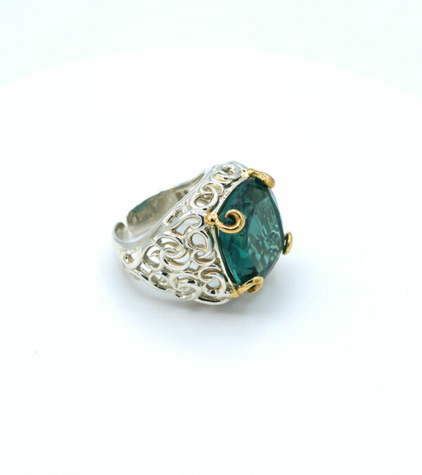 Anello argento quarzo idrotermale verde "Firenze""