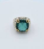 Anello argento quarzo idrotermale verde "Firenze""