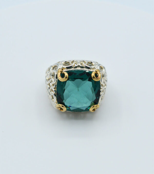 Anello argento quarzo idrotermale verde "Firenze""