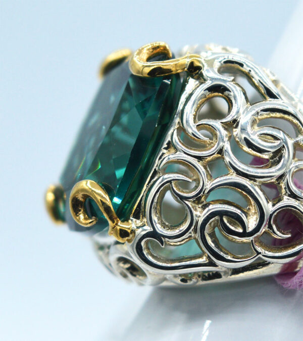 Anello argento quarzo idrotermale verde "Firenze""