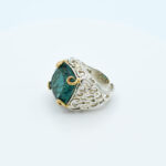 Anello argento quarzo idrotermale verde "Firenze""