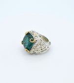 Anello argento quarzo idrotermale verde "Firenze""