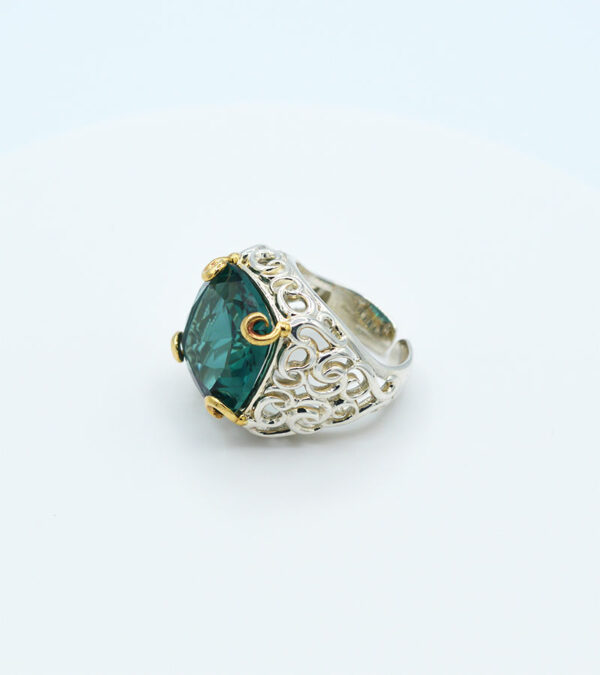 Anello argento quarzo idrotermale verde "Firenze""