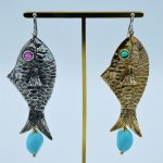 Orecchini argento e bronzo "Pesce"