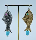 Orecchini argento e bronzo "Pesce"