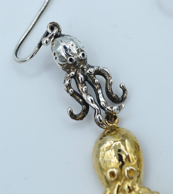 Orecchini argento e bronzo "Polpi"
