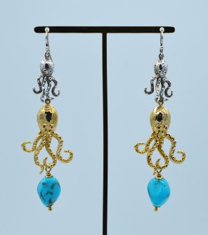 Orecchini argento e bronzo "Polpi"