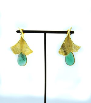 Orecchini in argento dorato con radice di smeraldo