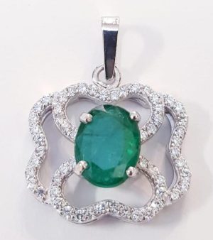 Ciondolo smeraldo e brillanti