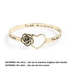 Bracciale rigido con rosa e dedica mamma