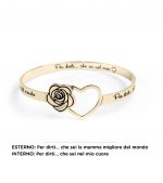 Bracciale rigido con rosa e dedica mamma