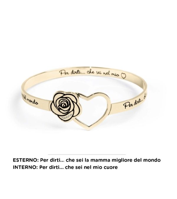 Bracciale rigido con rosa e dedica mamma